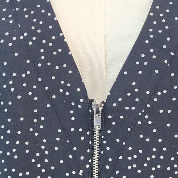 NEW Madewell Size 0 Front Zip Mini Dress Black and White Polka Dot V-Neck Lined - Picture 9 of 15
